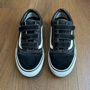 Vans Black and White Velcro-Closure Skate Sneakers